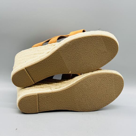 J Crew Sandals Womens 9 Brown Suede Espadrille Wedge Strappy Platform Heel - Picture 10 of 13